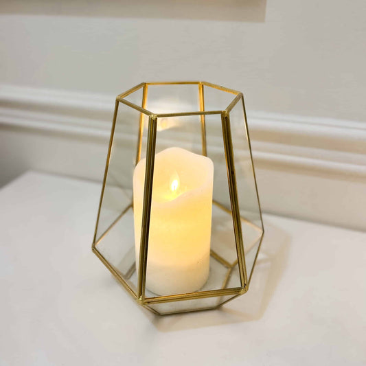 Kane Gold Terrarium With Pillar LED Candle