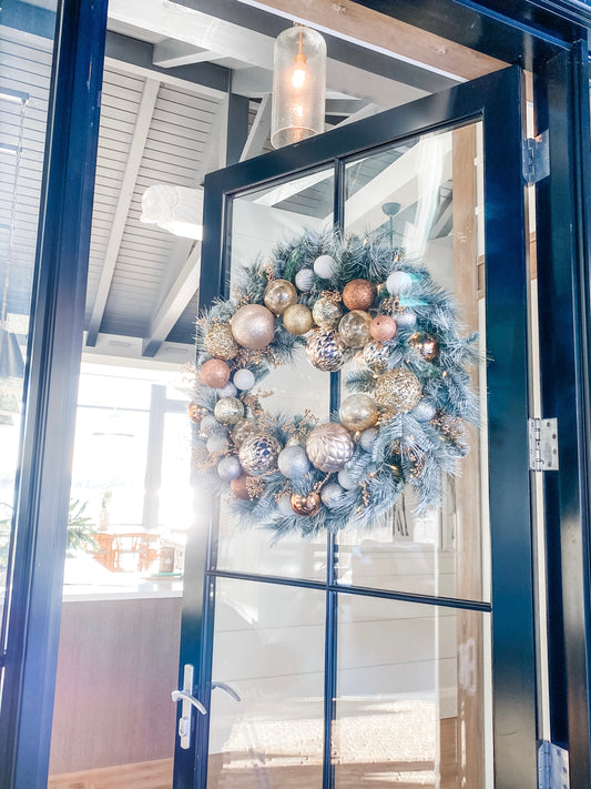 Champagne & Silver Frosted Holiday Wreath