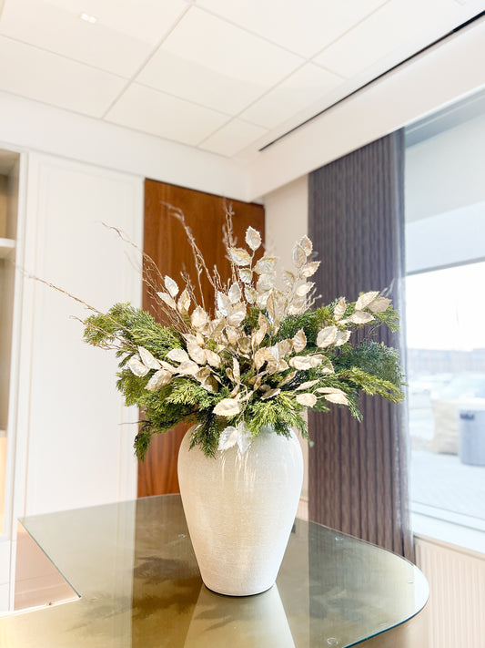 Silver and Green Winter Centrepiece