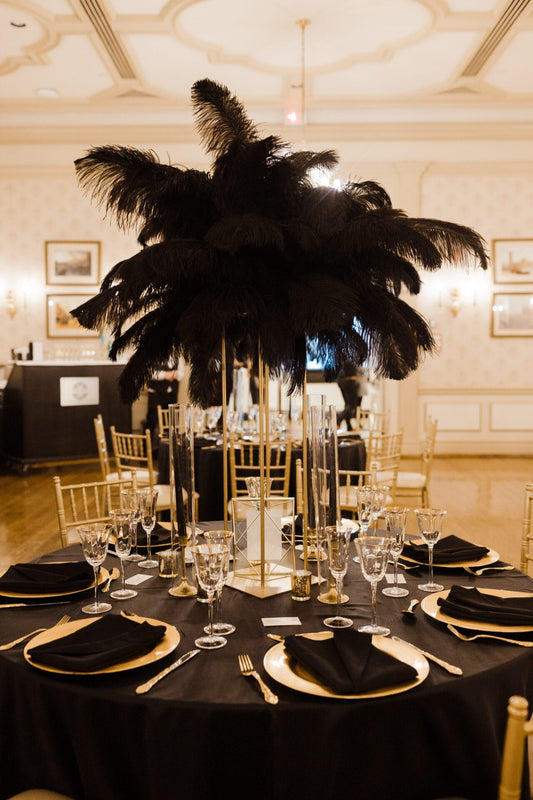 Erica Black Ostrich Faux Feather Centerpiece