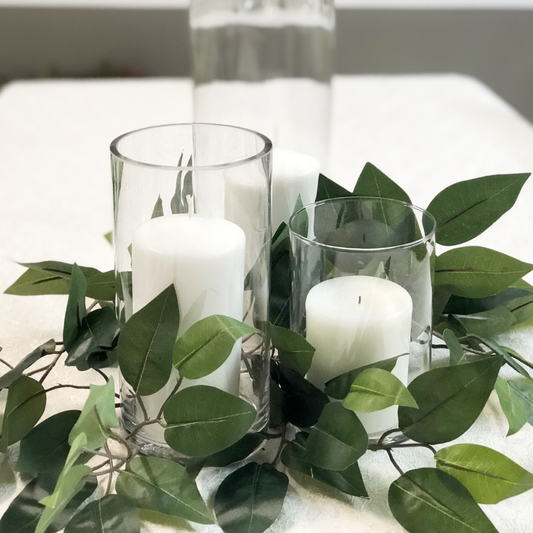 Harper Faux Greenery with Candles Centrepiece